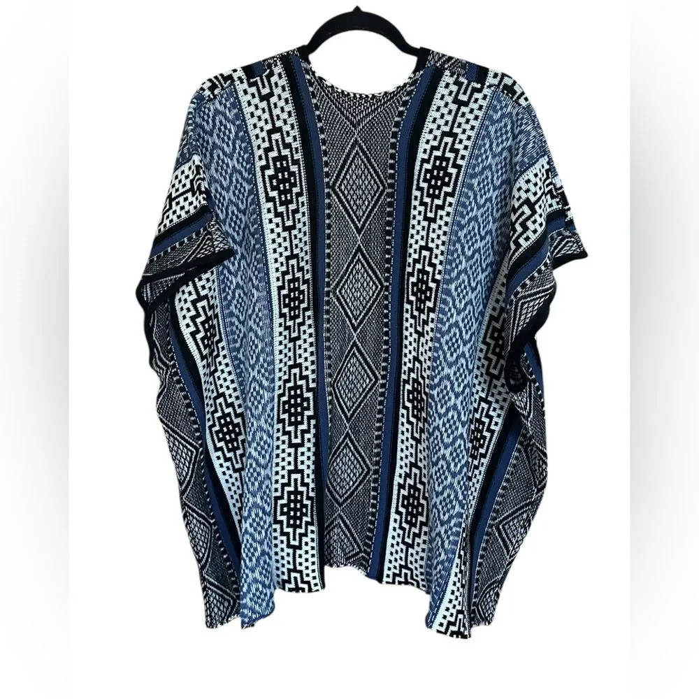 Lava Accessories Kimono Style Sweater Boho Hippie Festival. Blue, One Size